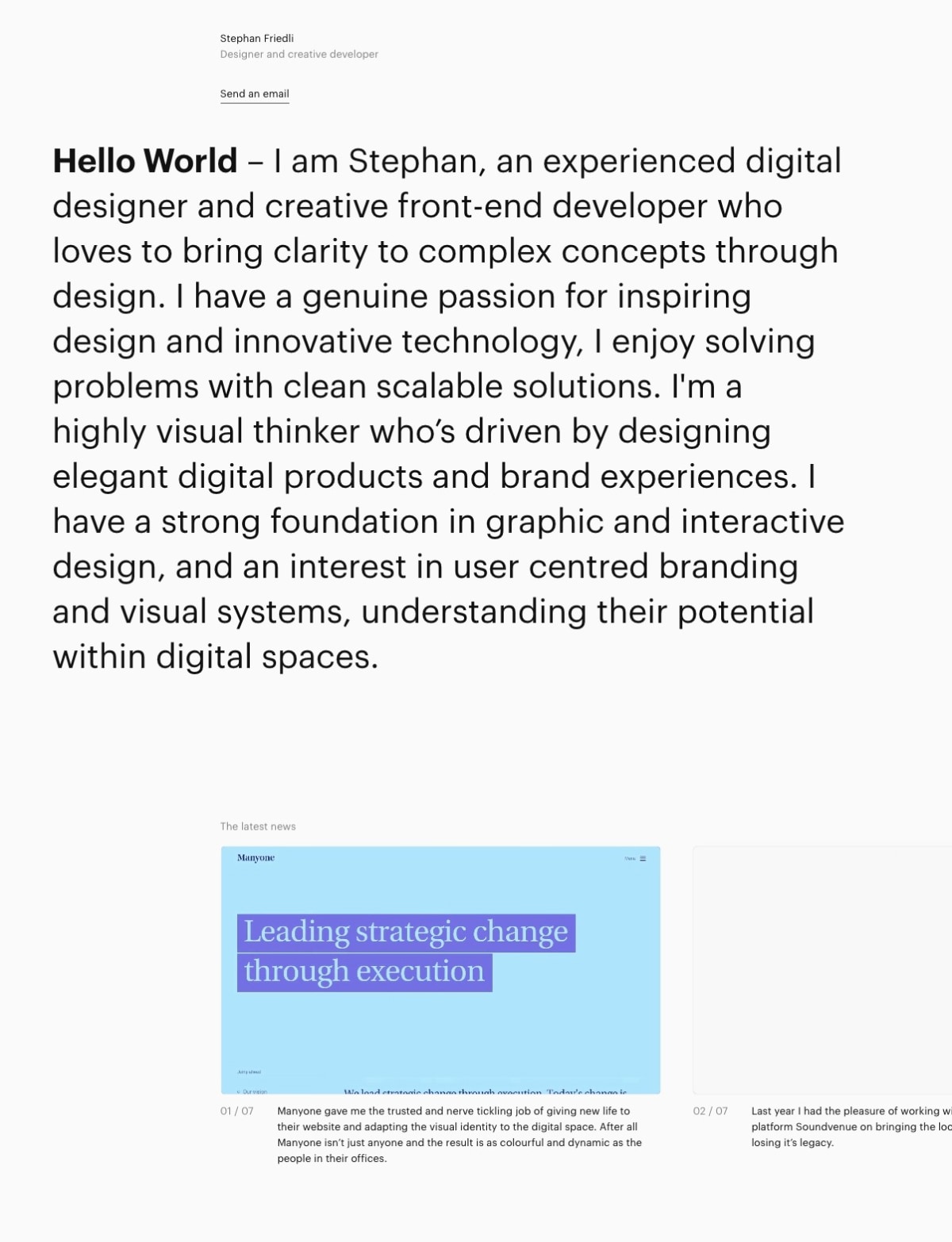 Stephan Friedli interaction designer portfolio - creative portfolio