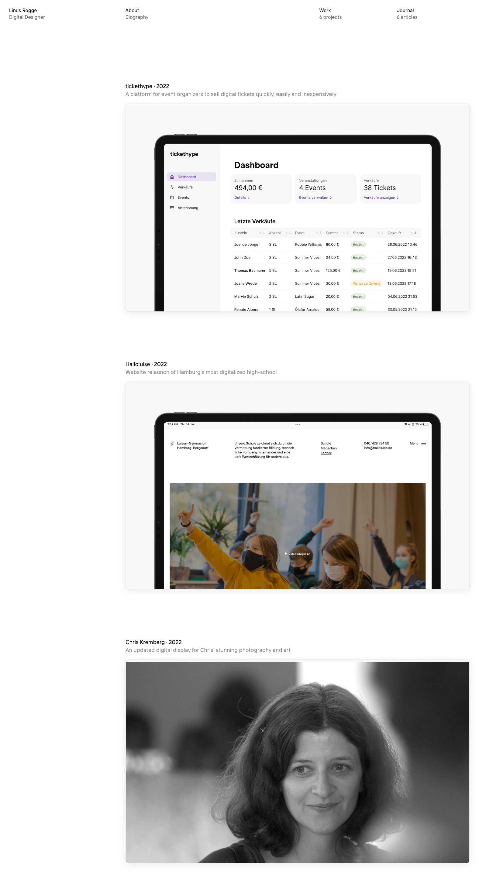Linus Rogge ux & product designer portfolio - creative portfolio