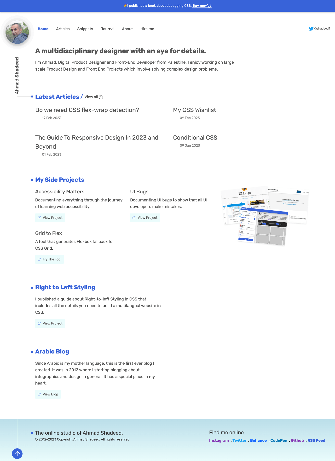 Ahmad Shadeed creative developer portfolio - creative portfolio