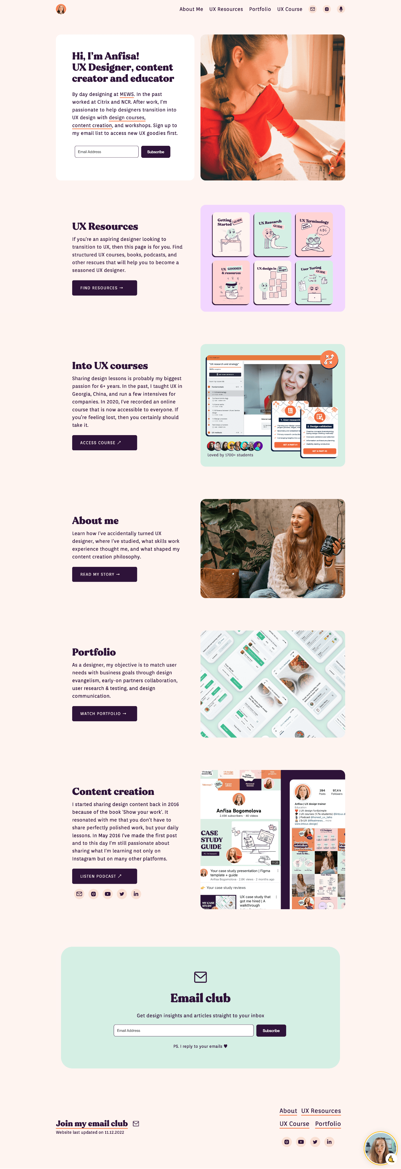 Anfisa ux & product designer portfolio - creative portfolio