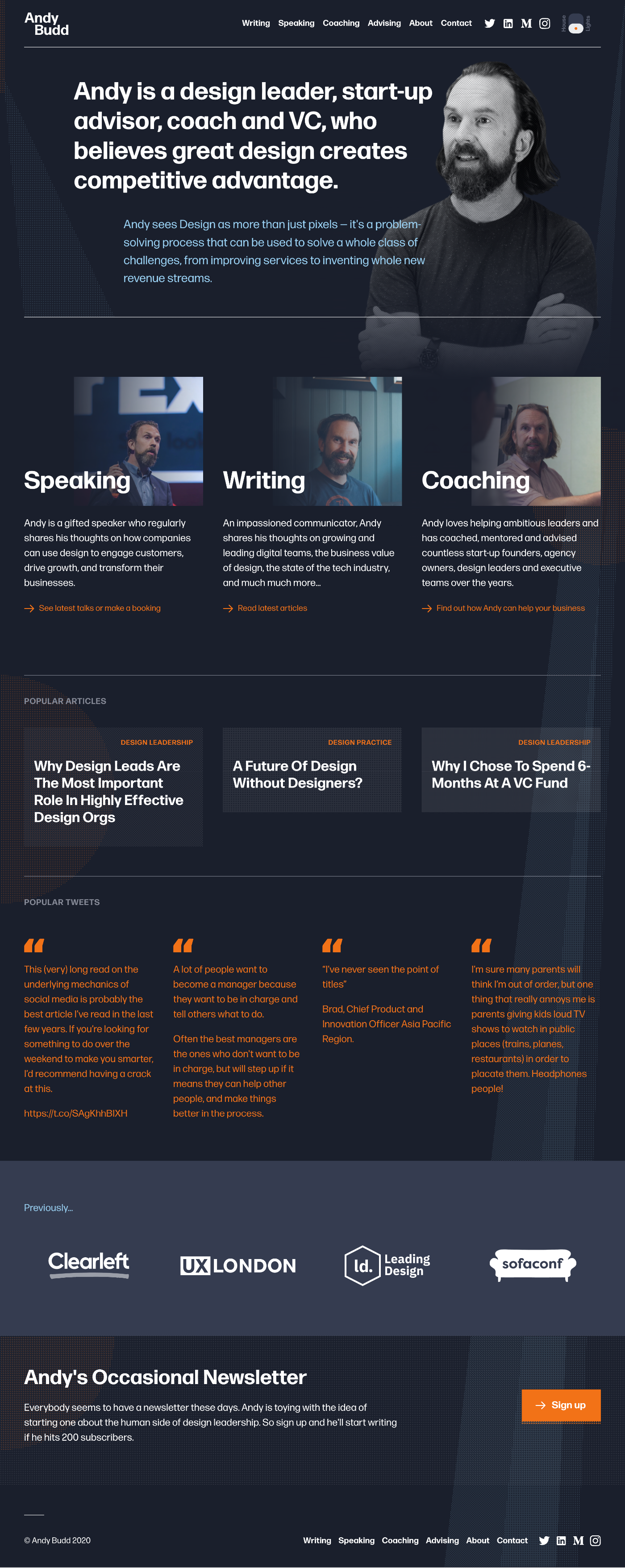 Andy Budd writer portfolio - creative portfolio