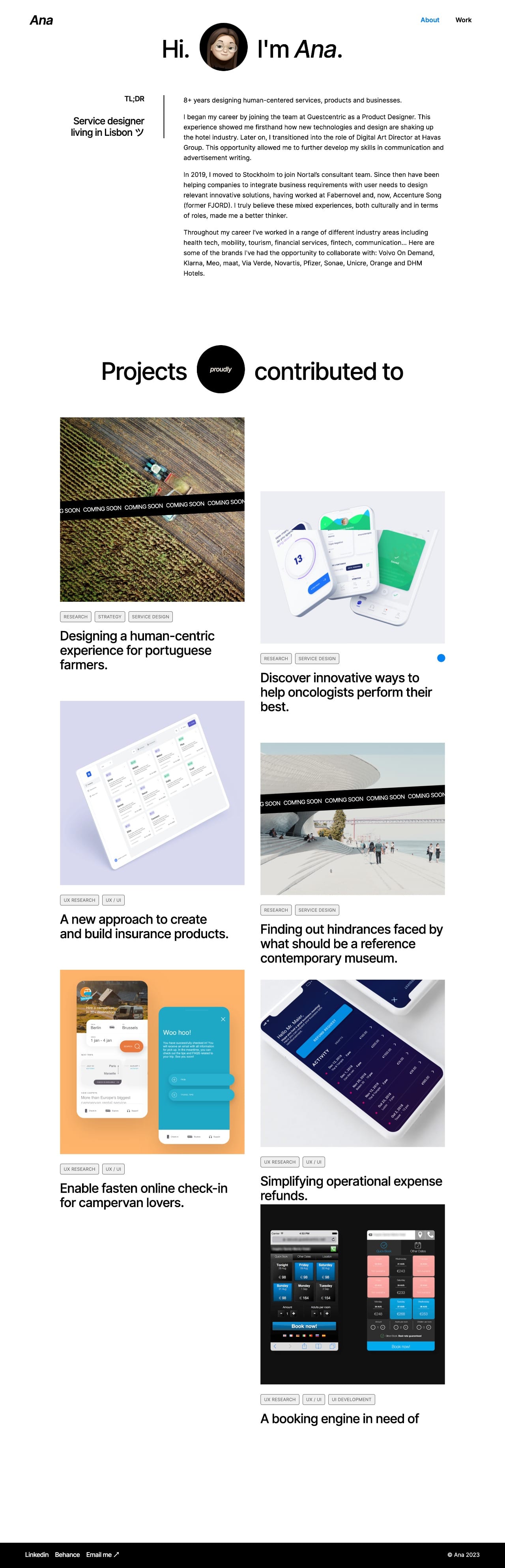 Ana Lobo ux researcher portfolio - creative portfolio