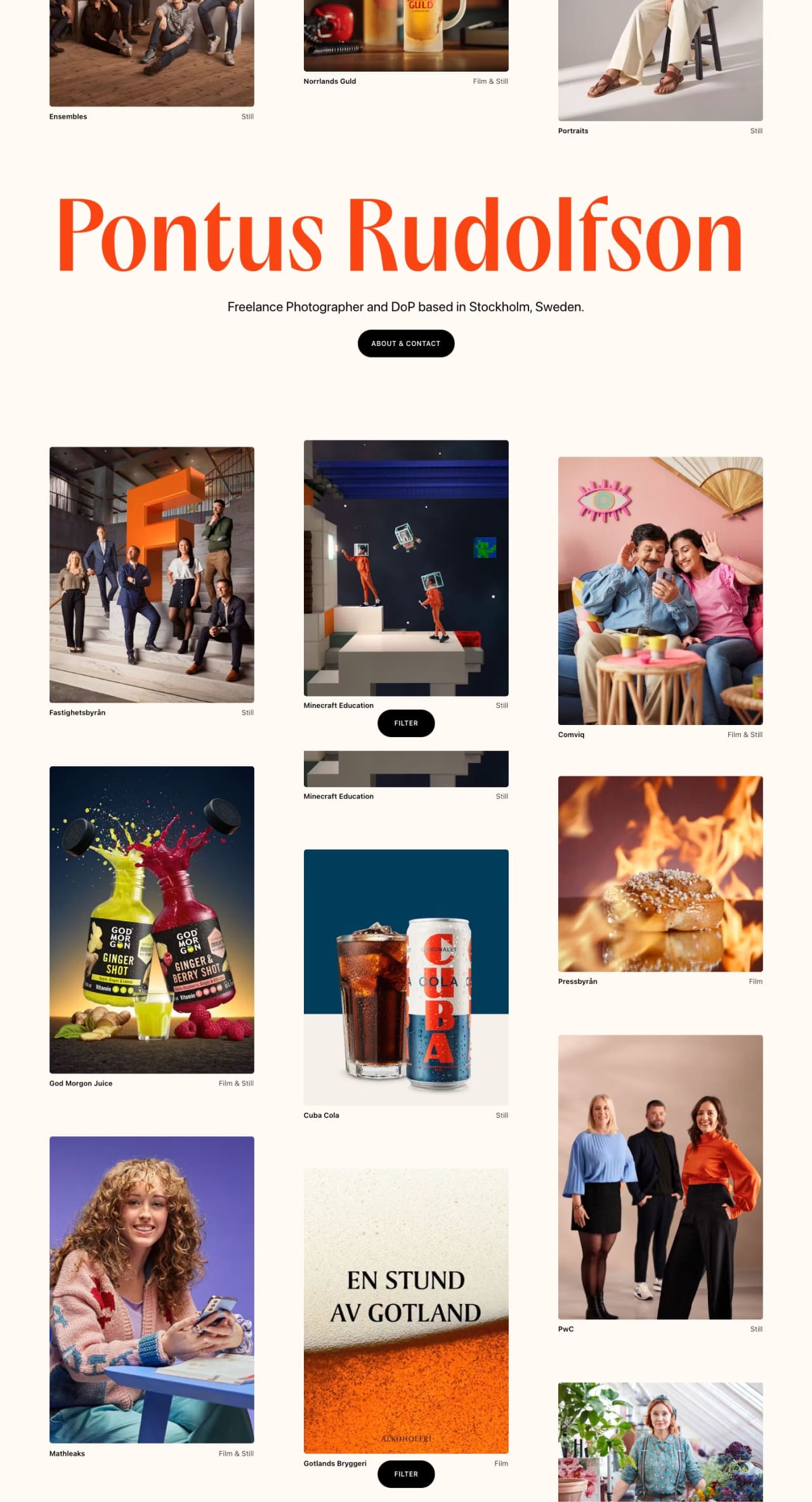 Pontus Rudolfson photographer portfolio - creative portfolio