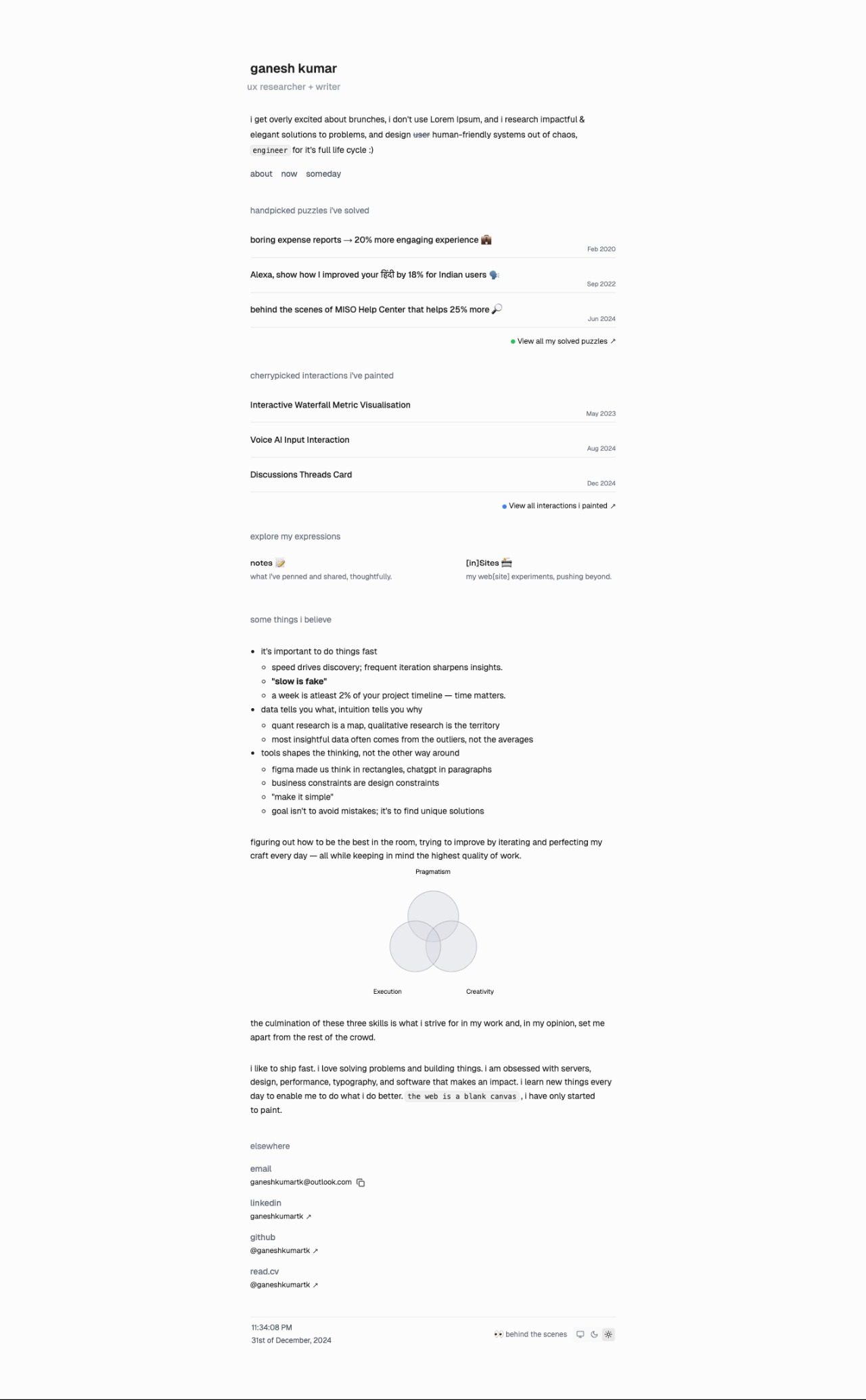 Ganesh Kumar ux & product designer portfolio - creative portfolio