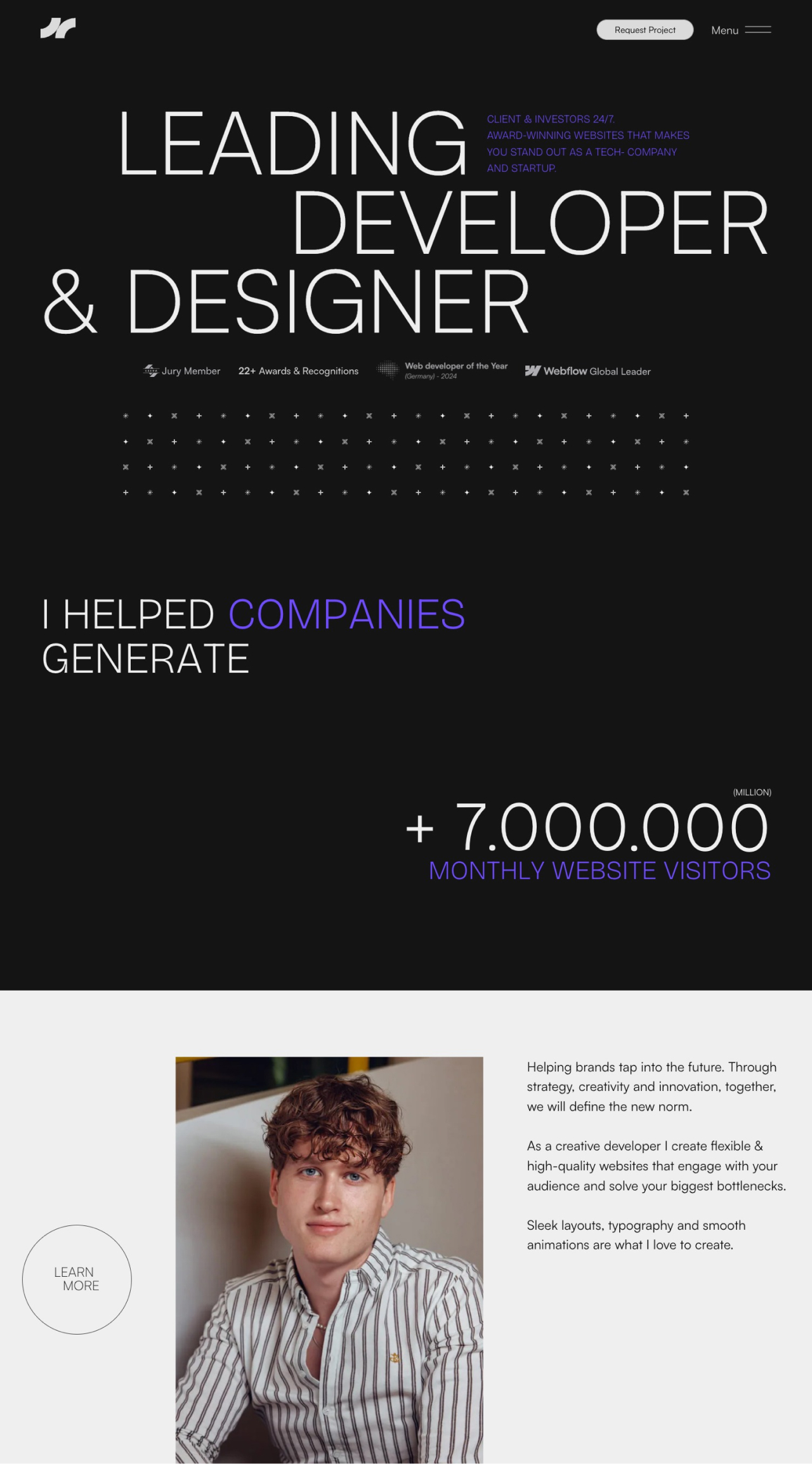 Julian Fella no-code developer portfolio - creative portfolio