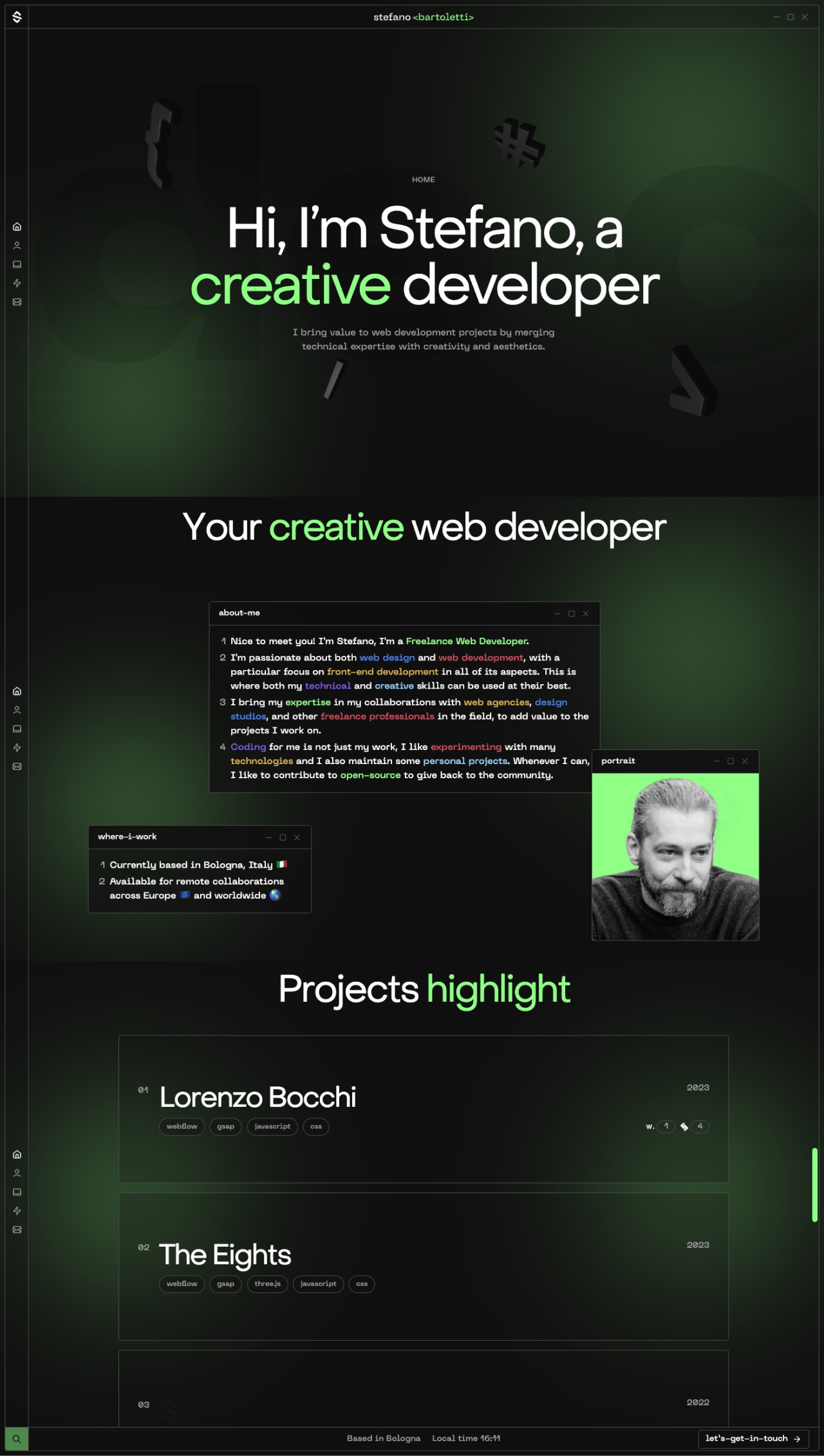 Stefano Bartoletti creative developer portfolio - creative portfolio