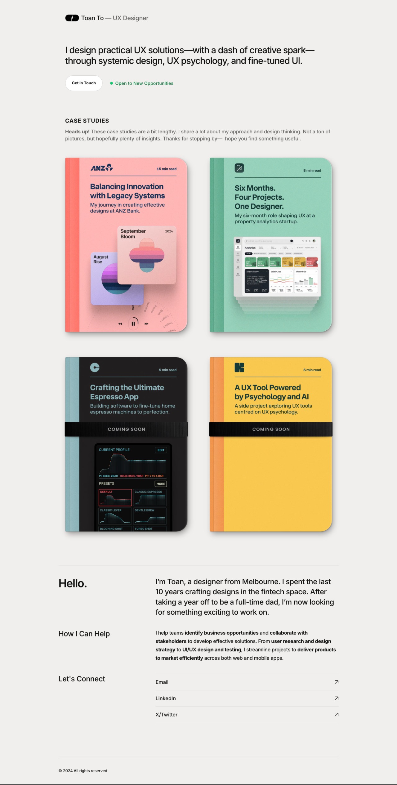 Toan To ux & product designer portfolio - creative portfolio