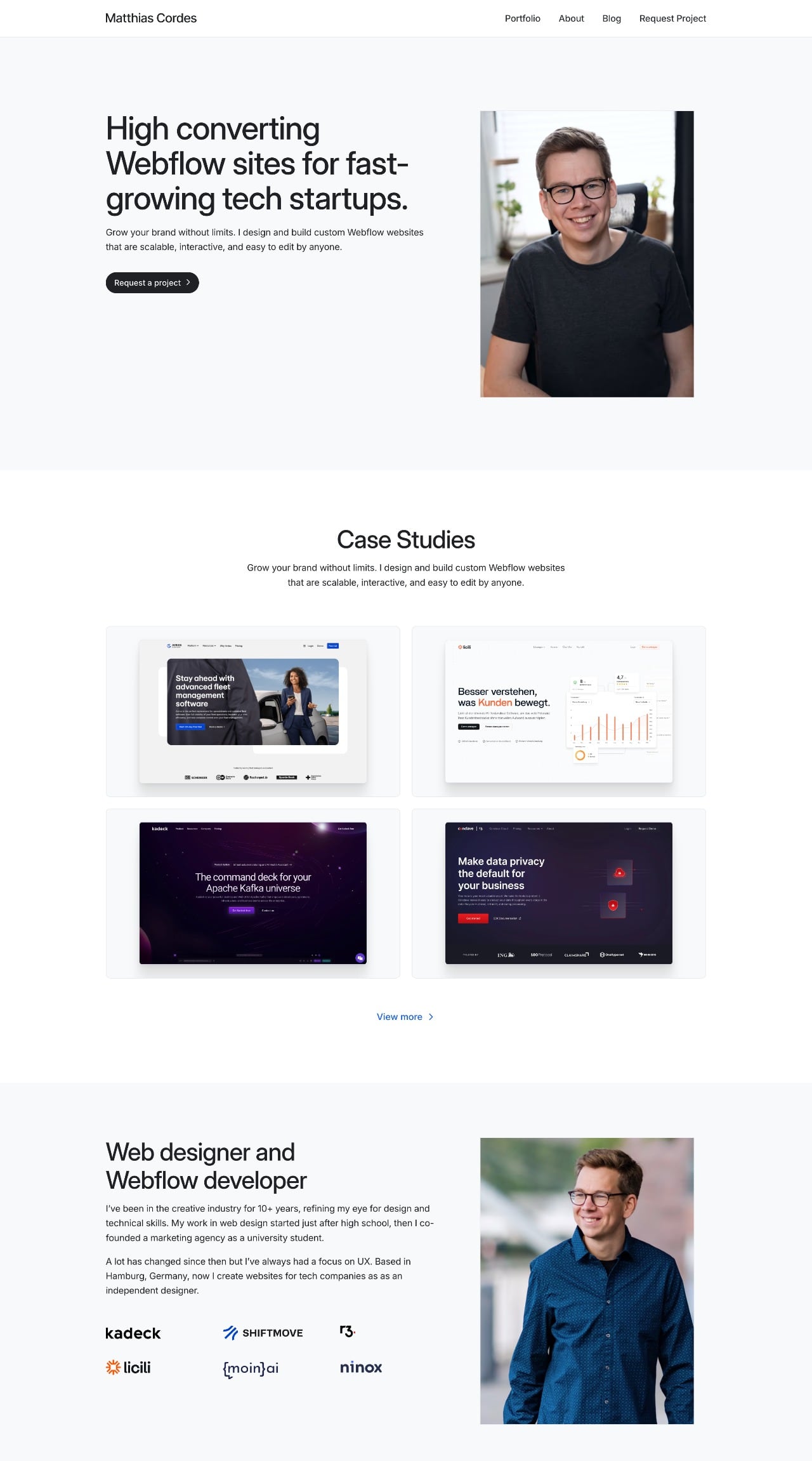 Matthias Cordes no-code developer portfolio - creative portfolio