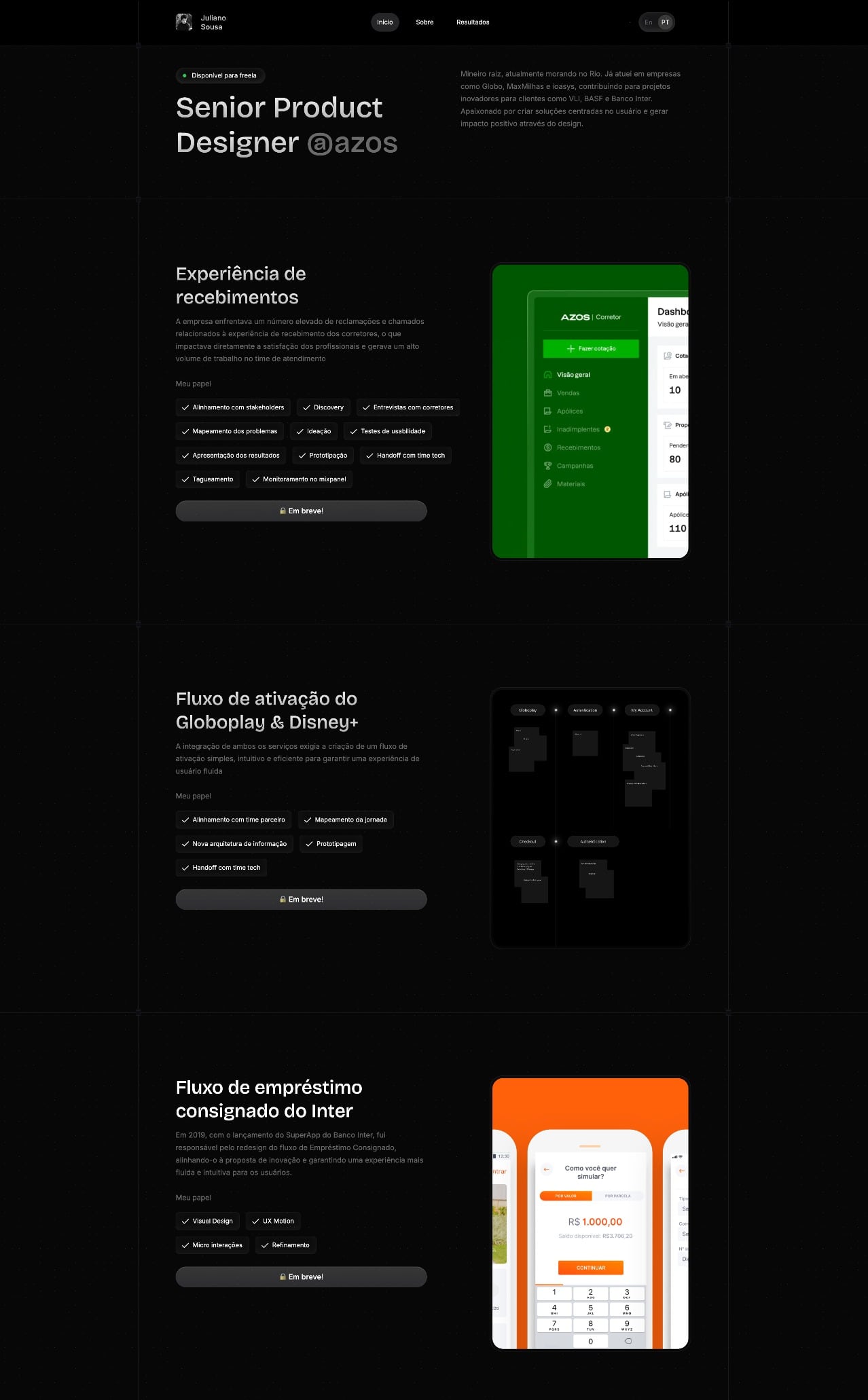 Juliano Sousa ux & product designer portfolio - creative portfolio