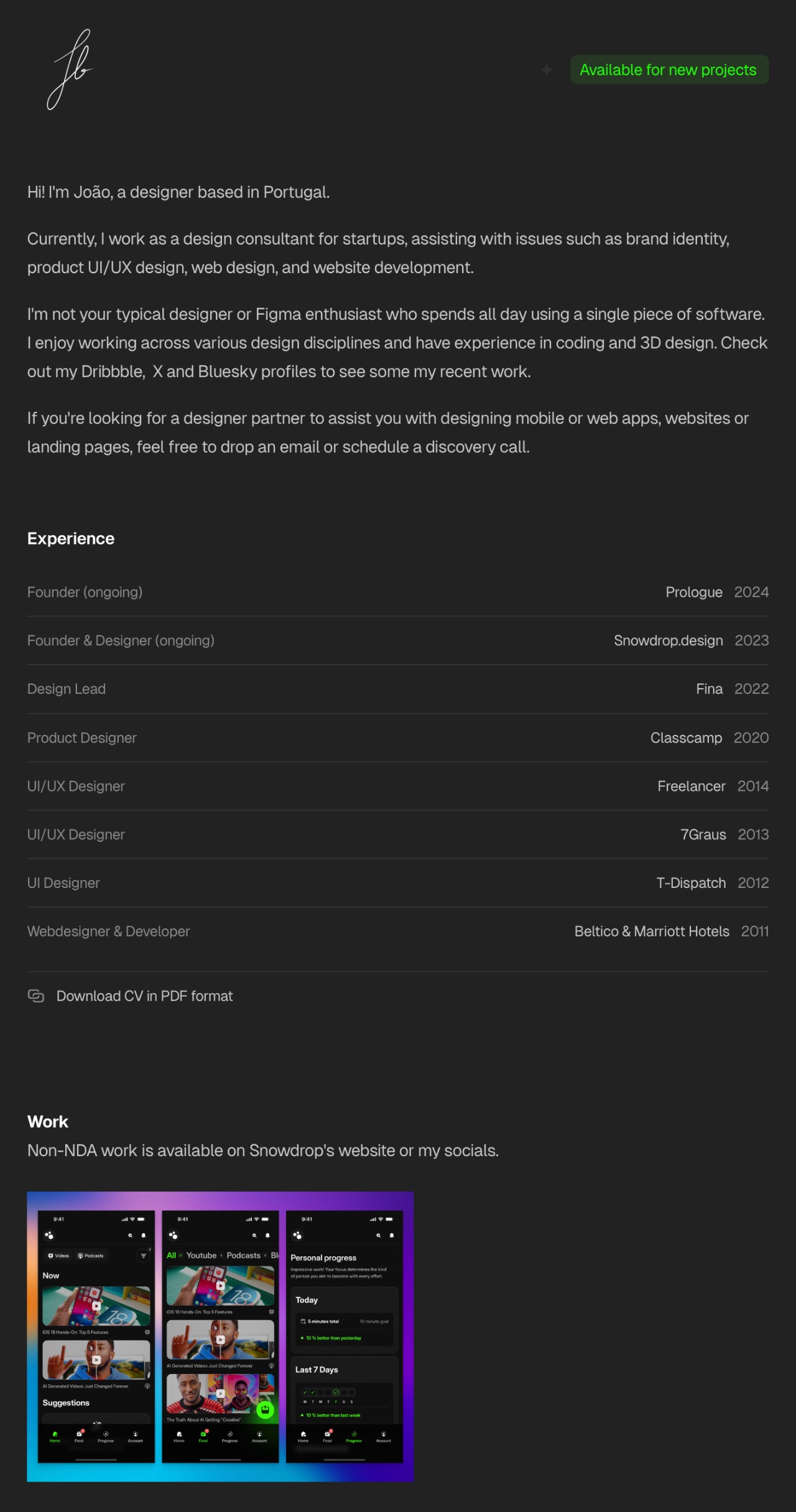 João Borges ux & product designer portfolio - creative portfolio