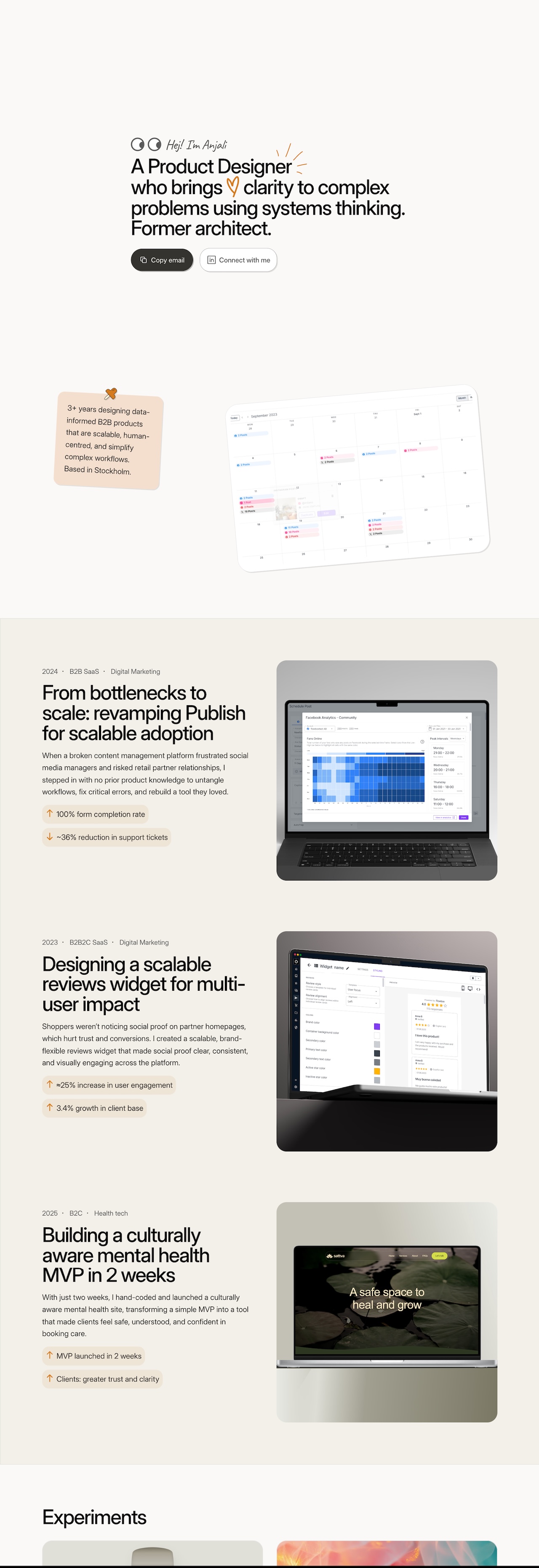 Anjali Rajeev ux & product designer portfolio - creative portfolio