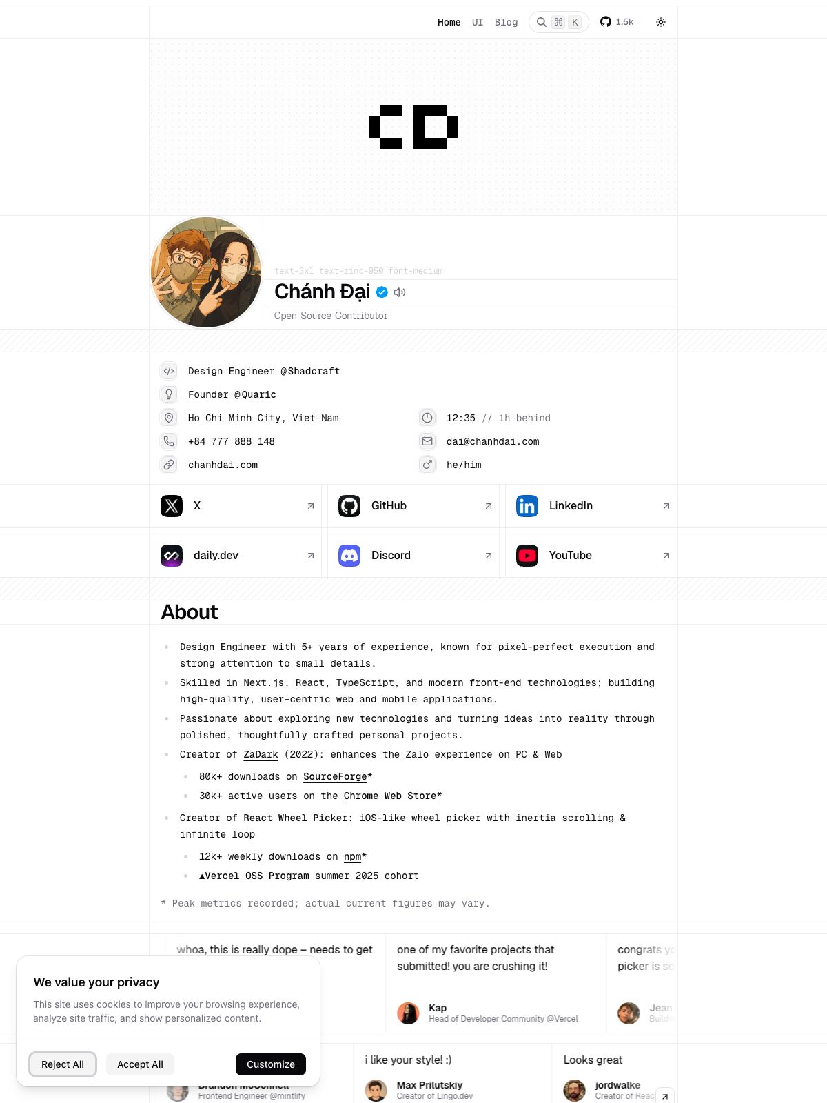 Chánh Đại software developer portfolio - creative portfolio