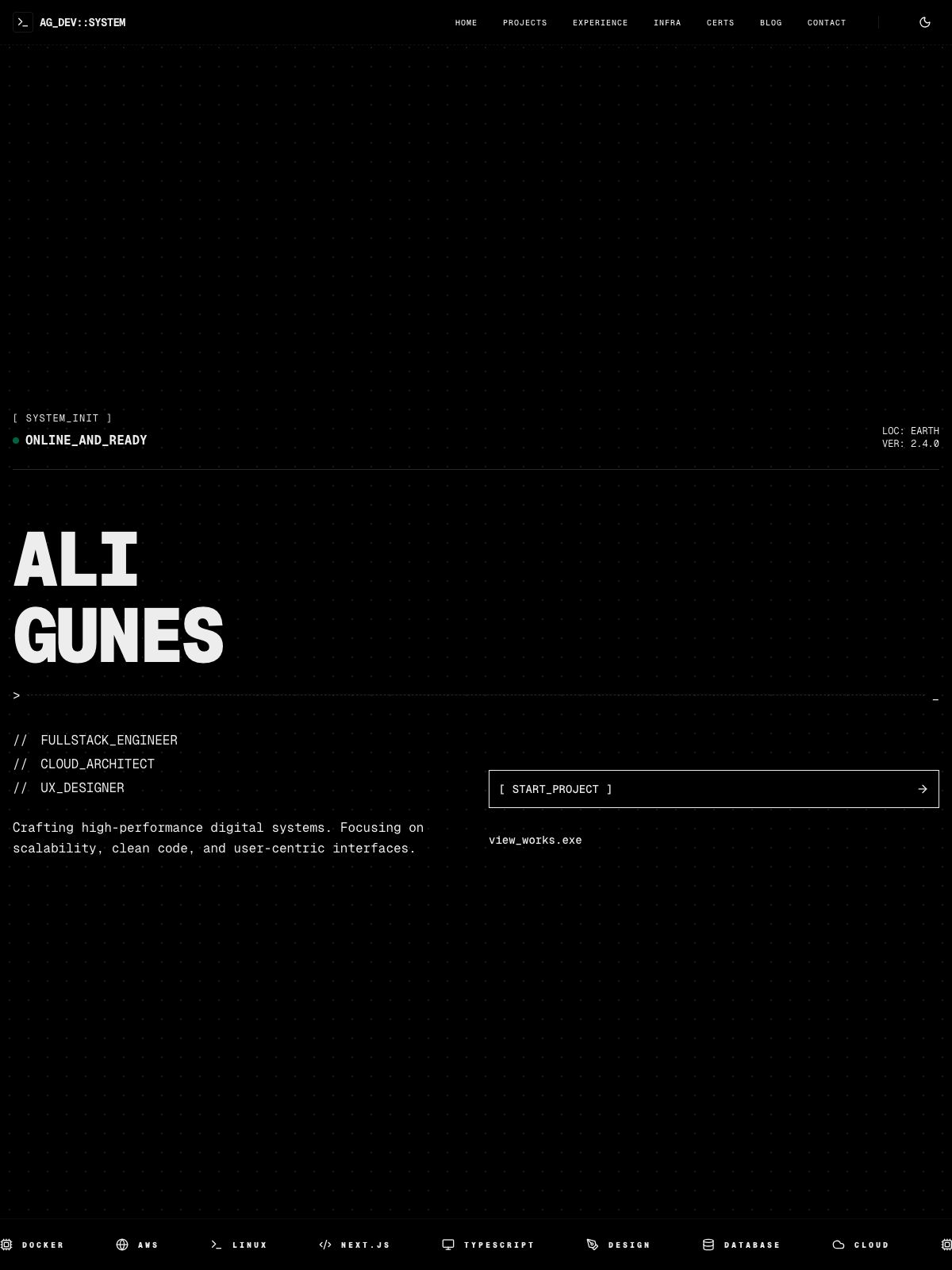 Ali Gunes software developer portfolio - creative portfolio