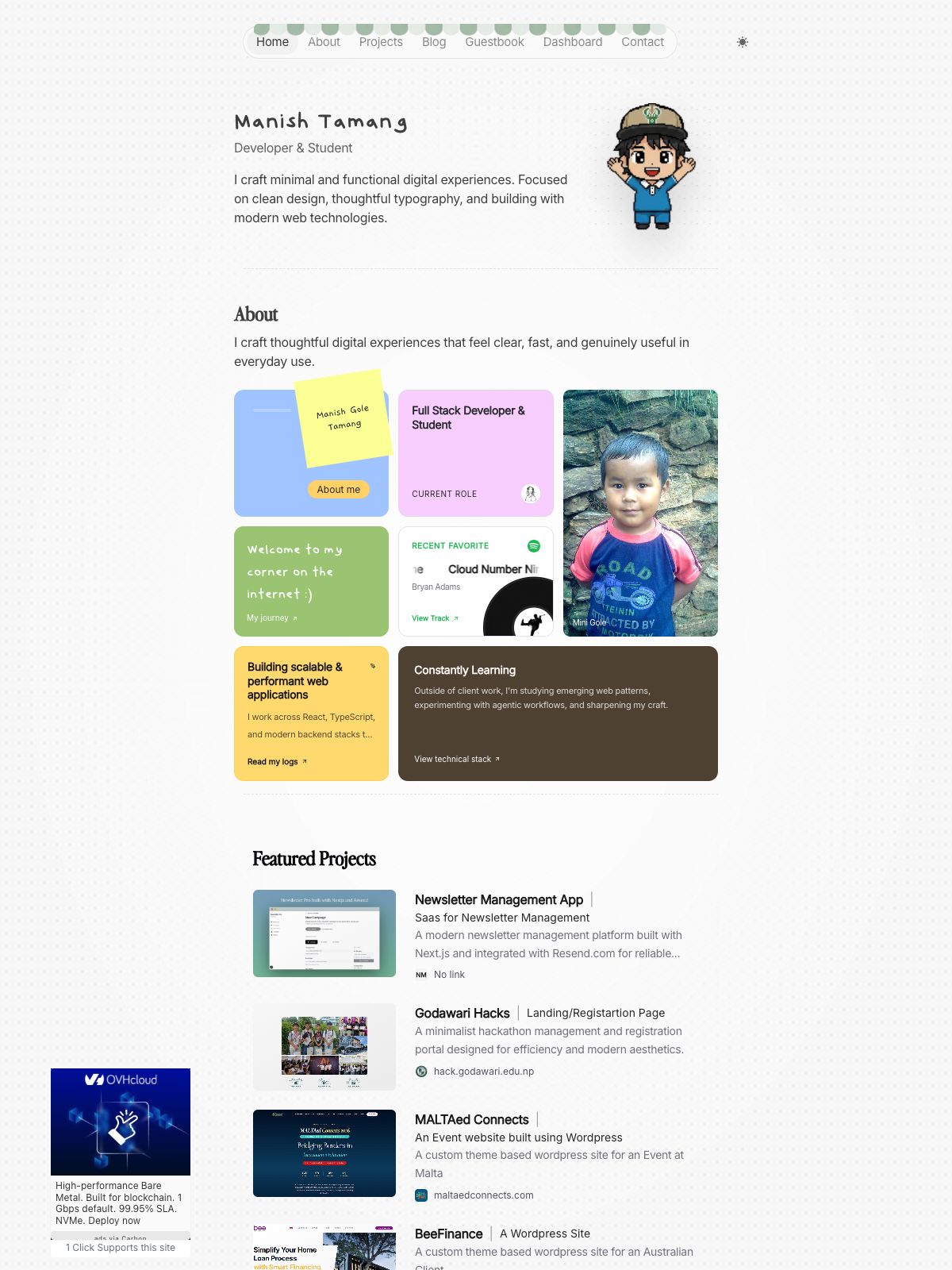 Manish Gole Tamang software developer portfolio - creative portfolio