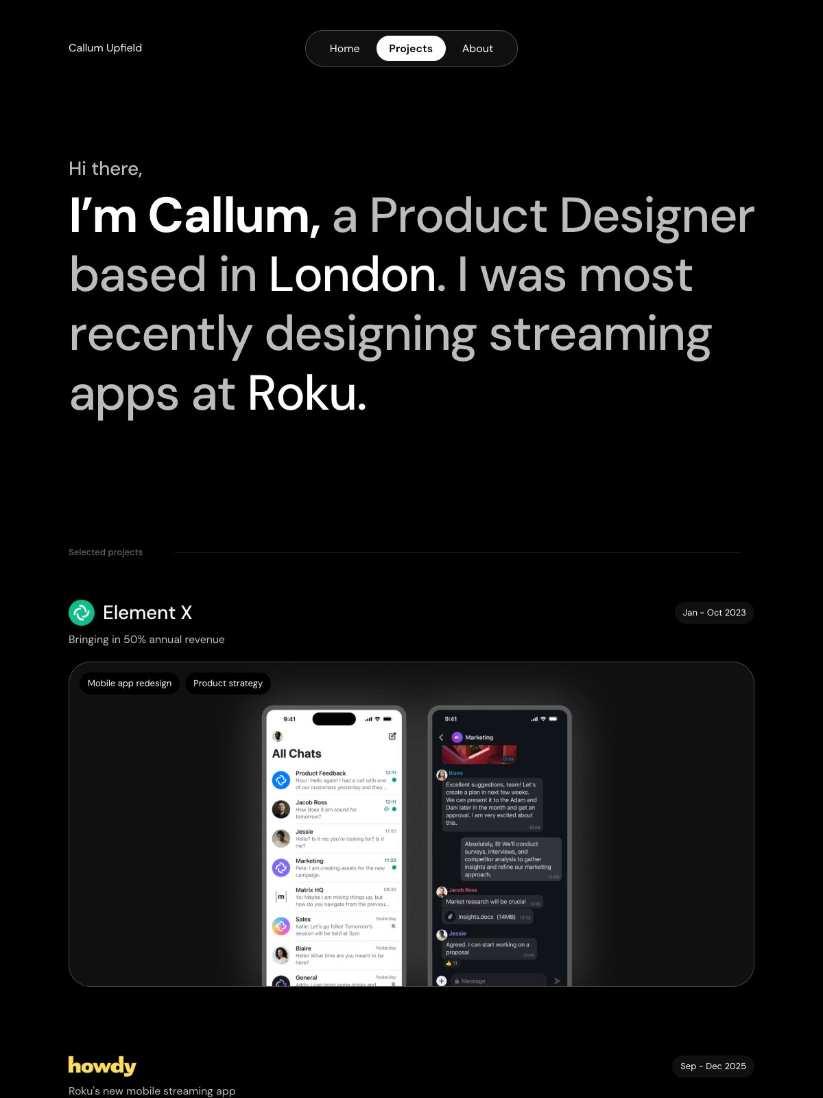 Callum Upfield ux & product designer portfolio - creative portfolio