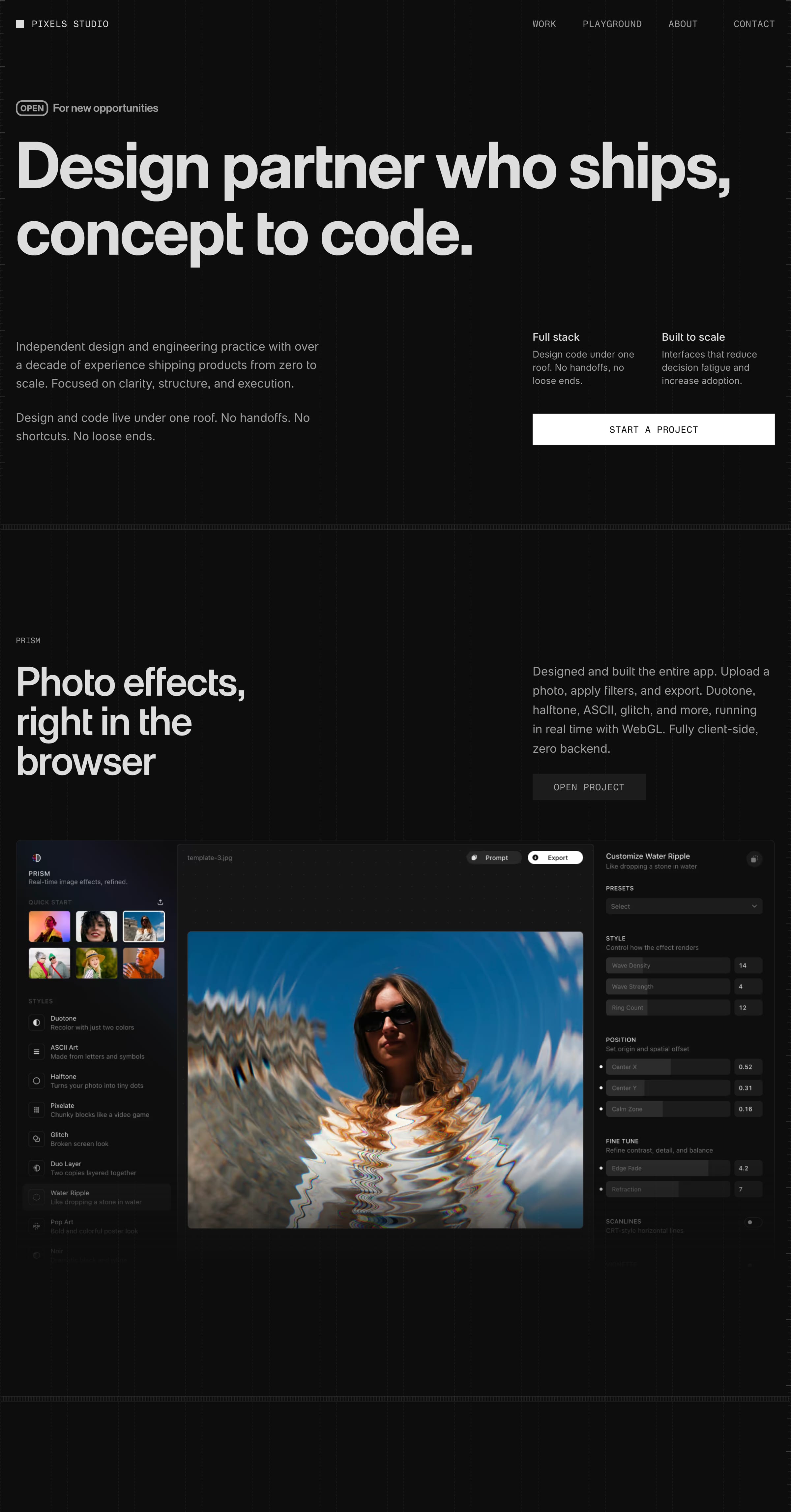 Pixels Studio design engineer portfolio - creative portfolio