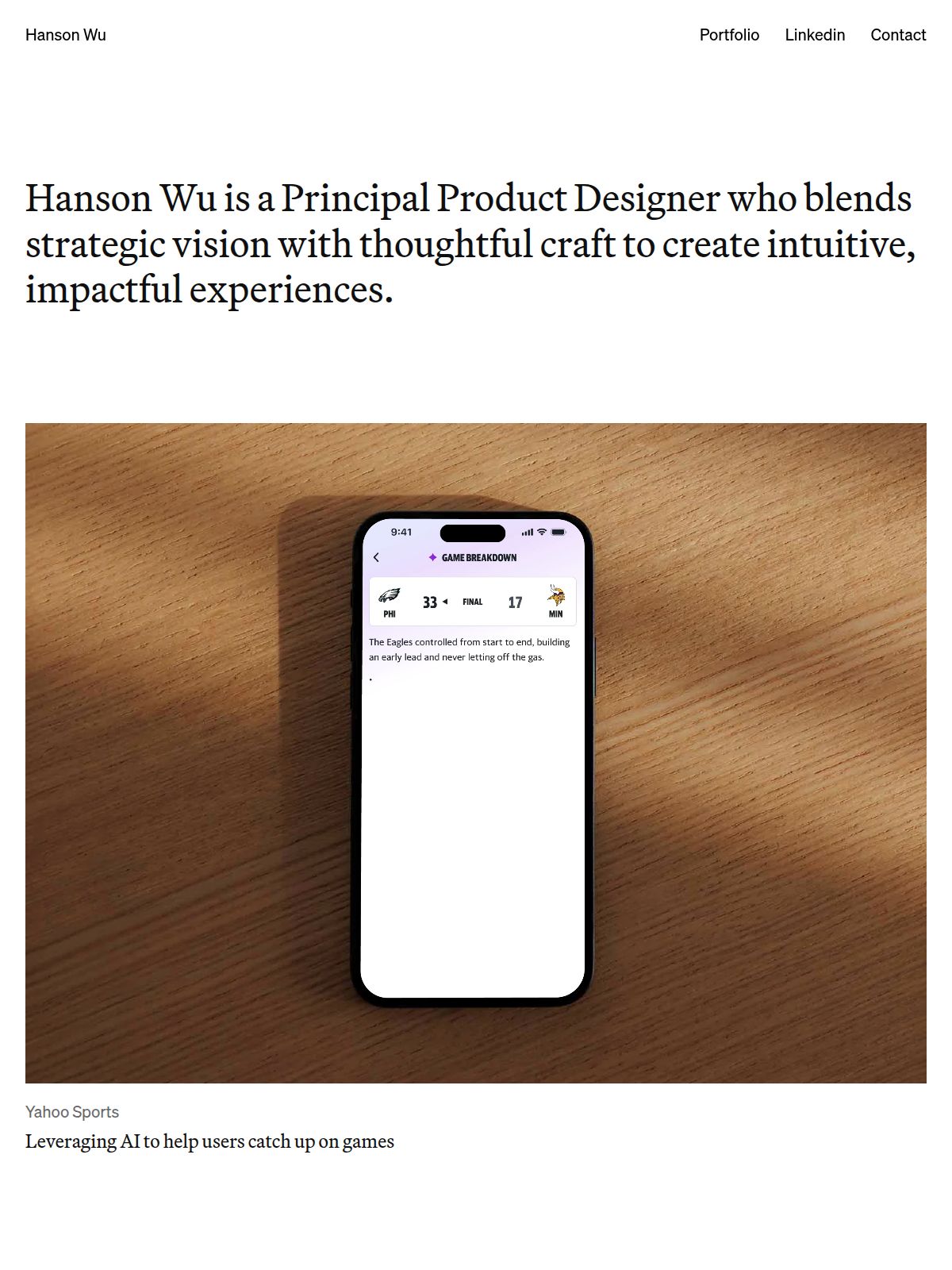 Hanson Wu ux & product designer portfolio - creative portfolio
