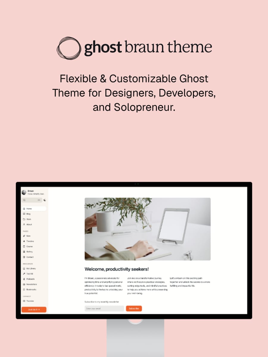 Braun Ghost Theme - Sleek Portfolio Ghost Themes