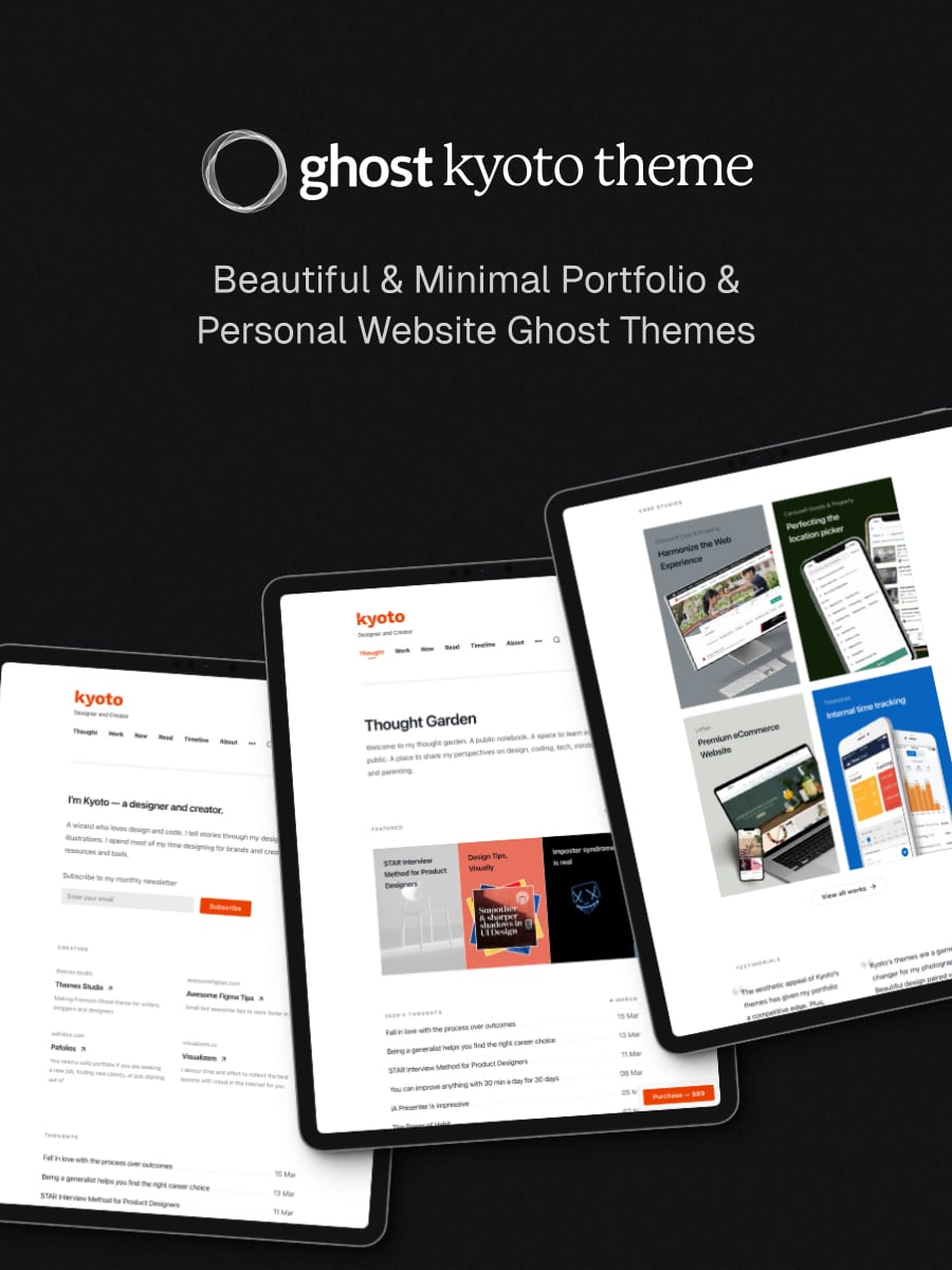Kyoto Ghost Theme - Minimal Portfolio Ghost Themes